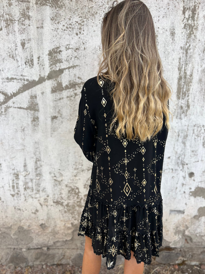 Adelina Boho Metallic Shirt Dress