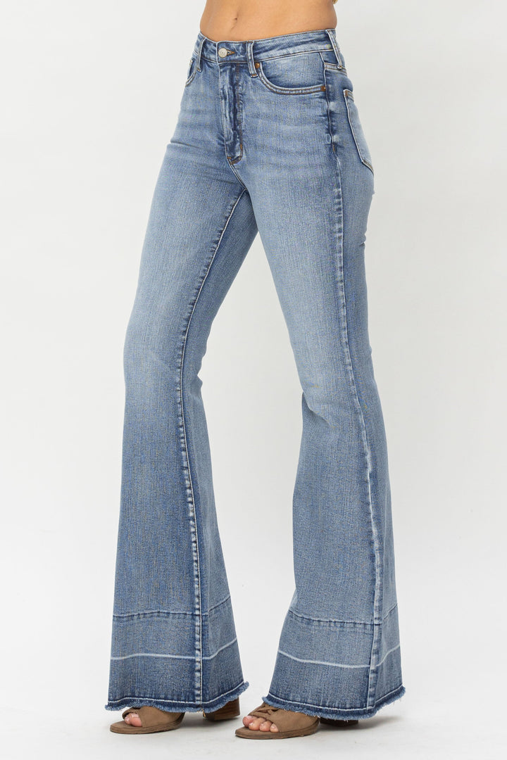 Myracle Tummy Control Frayed Hem Flare Jeans