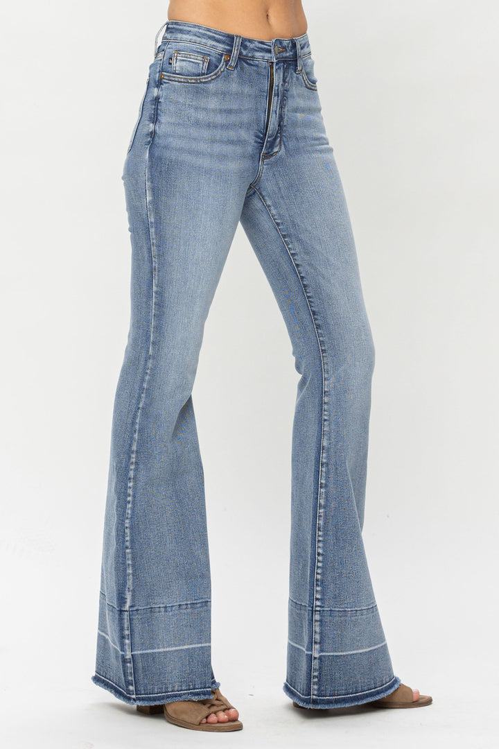 Myracle Tummy Control Frayed Hem Flare Jeans