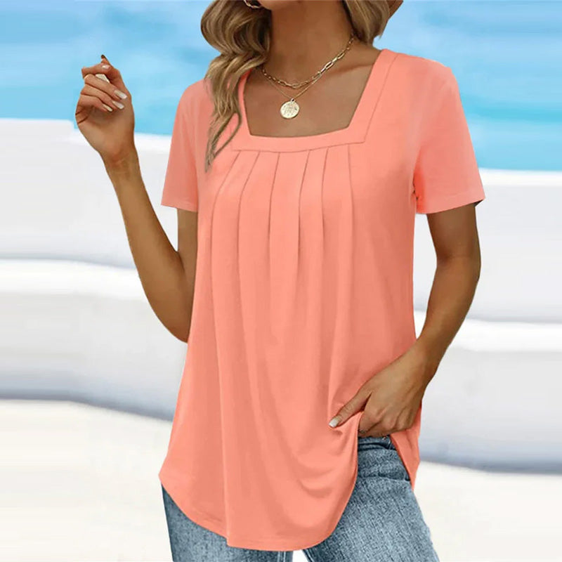 Roselle Square Neck Pleated Top