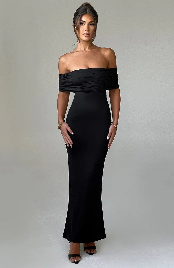 Emmy Off Shoulder Ruched Maxi Dress