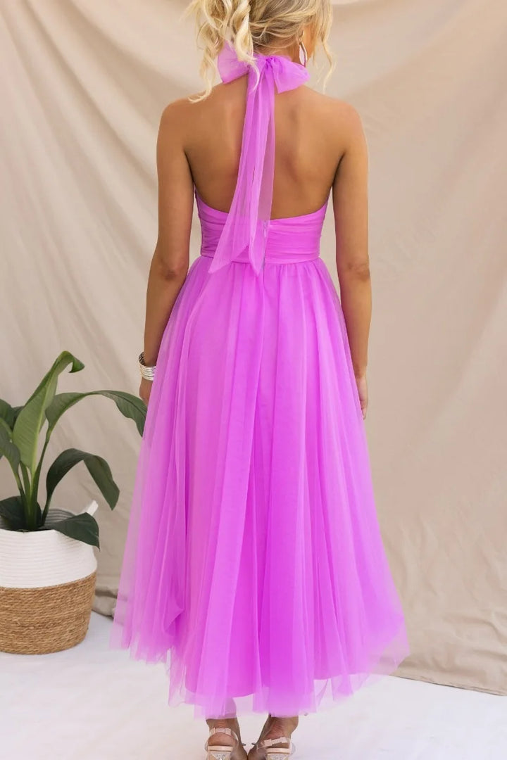 Ramsey Halter Tulle Midi Dress