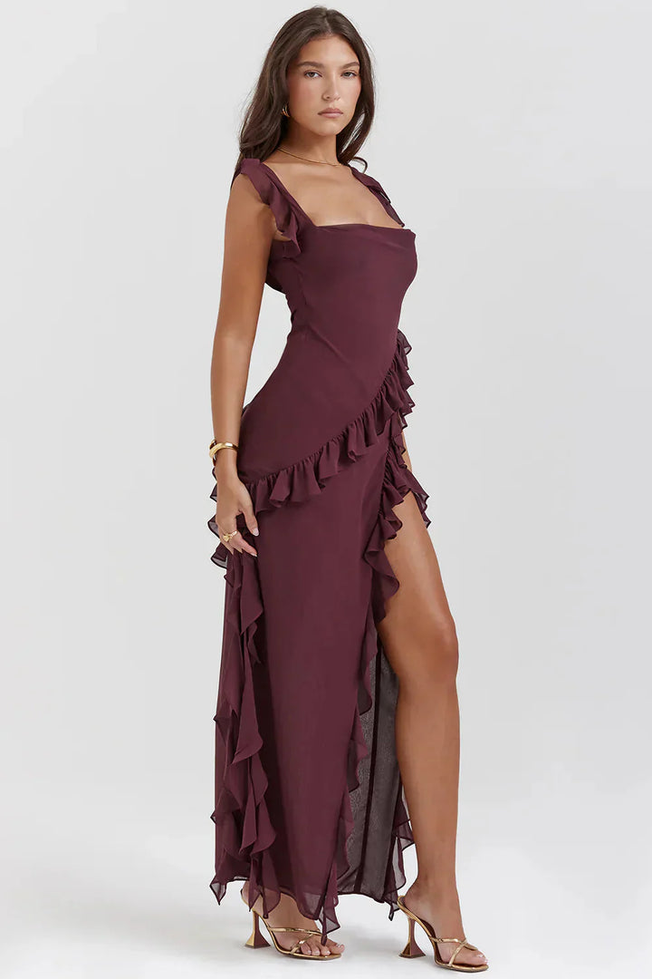 Huntley Asymmetric Ruffle Gown