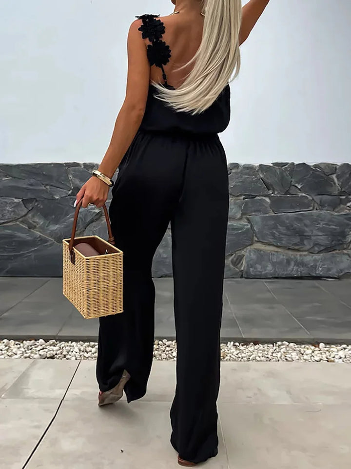 Dominique Floral Strap Wide Leg Jumpsuit