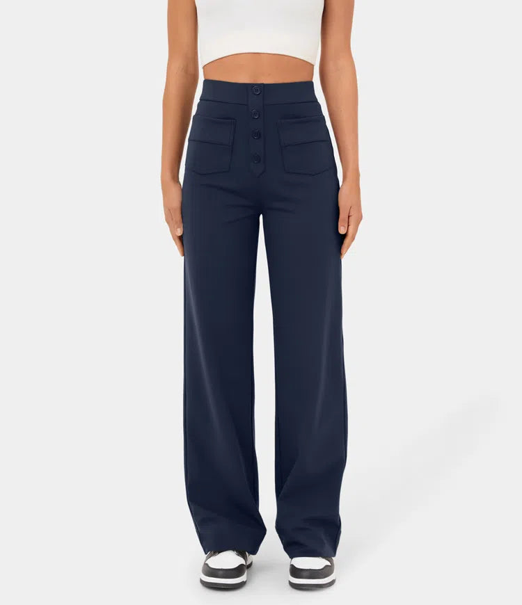 Emerson High Waisted Button Stretch Pants