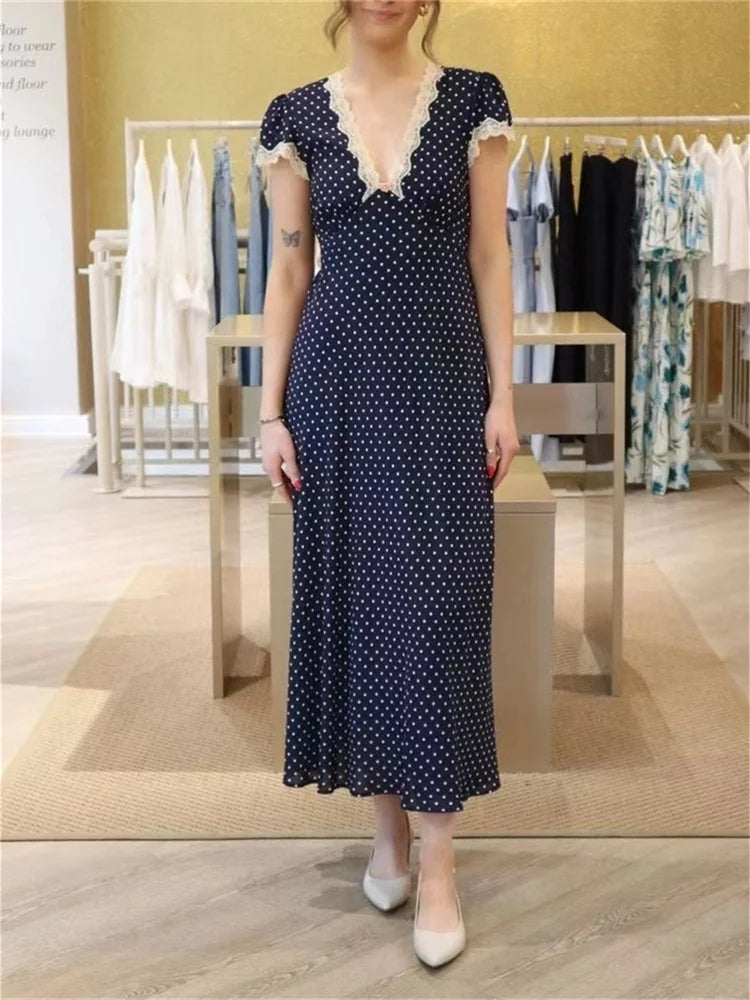 Ellie Lace Polka Dot Maxi Dress