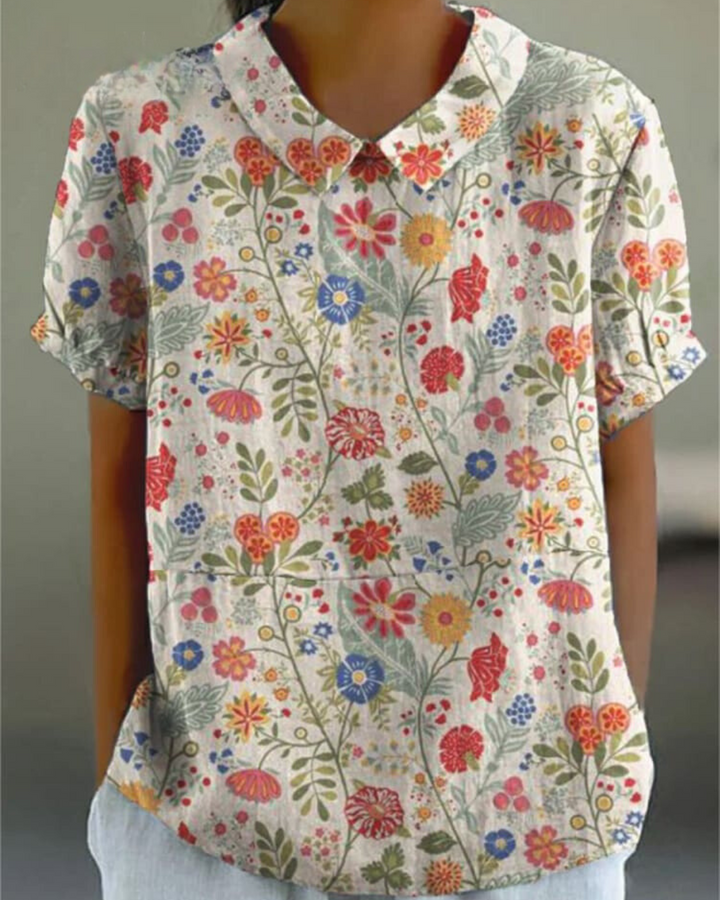 Solenne Floral Collared Top