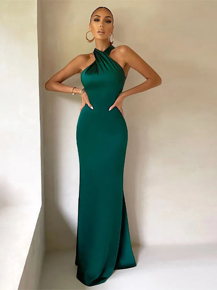 Bonnie Halter Backless Fishtail Gown