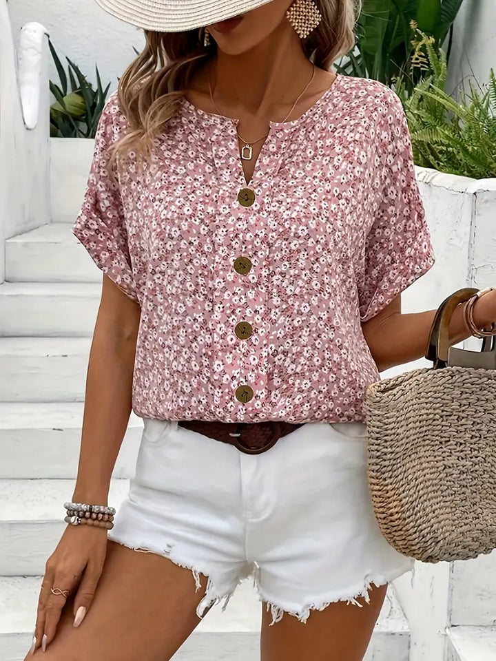 Solana Floral Short Sleeve Blouse