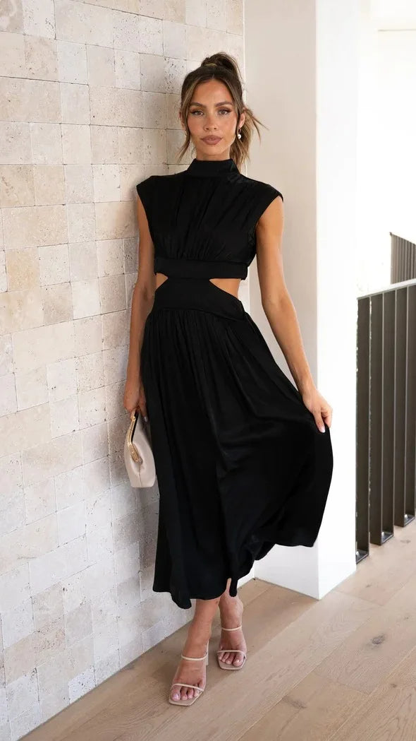 Giavana High Neck Cutout Midi Dress