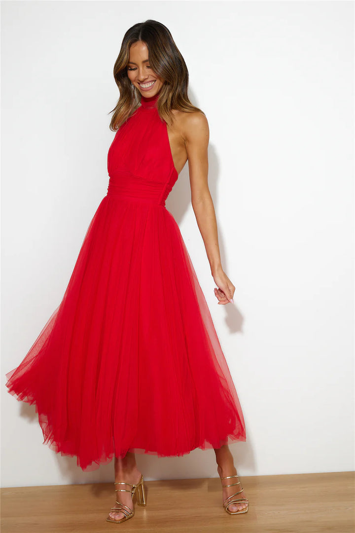 Ramsey Halter Tulle Midi Dress