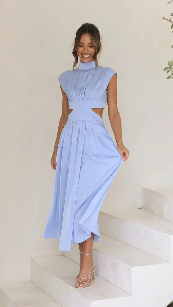 Giavana High Neck Cutout Midi Dress