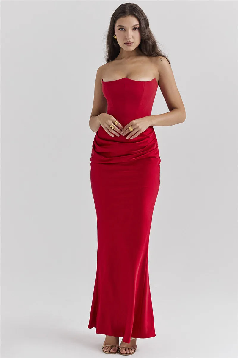 Blair Corset Draped Satin Gown