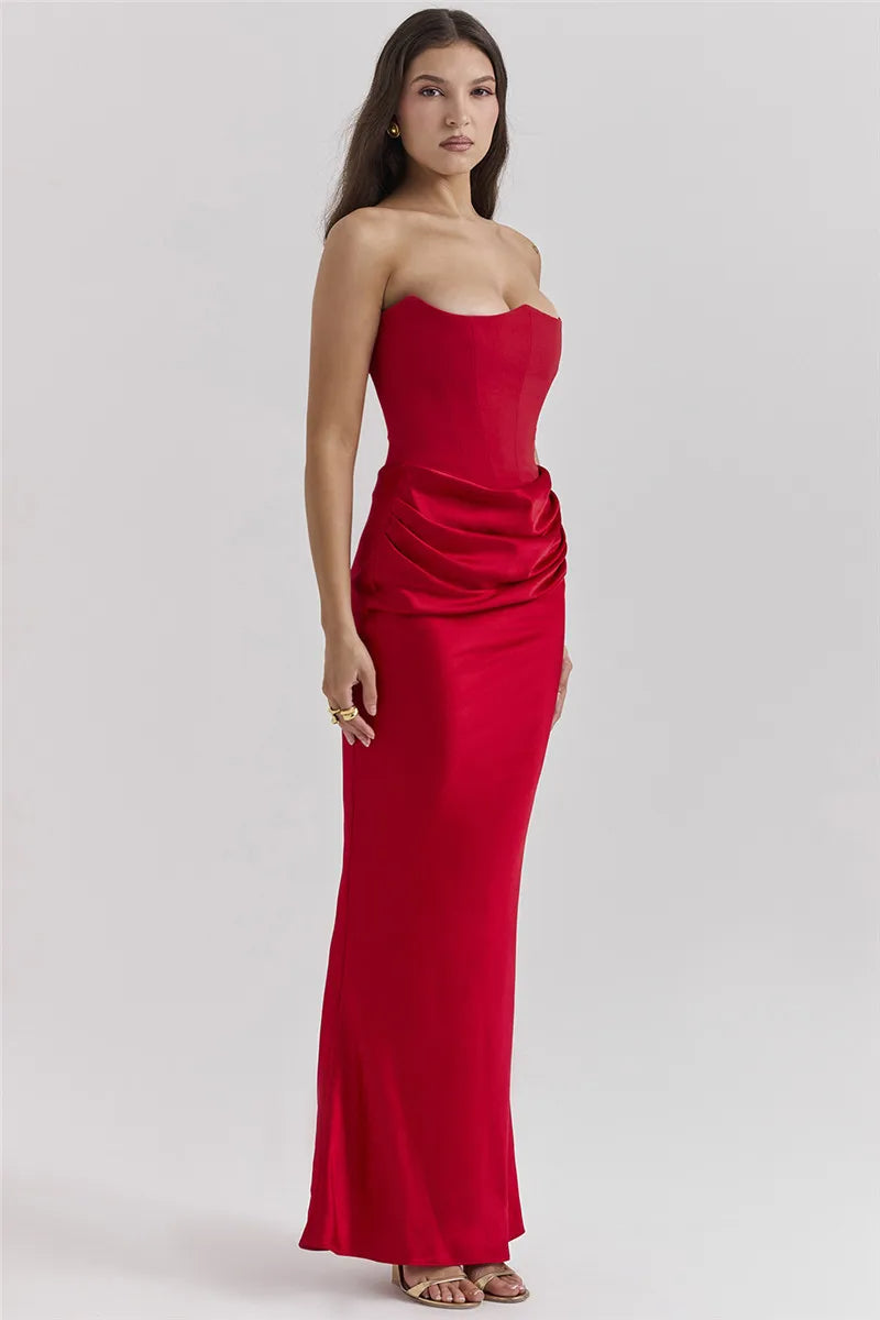 Blair Corset Draped Satin Gown