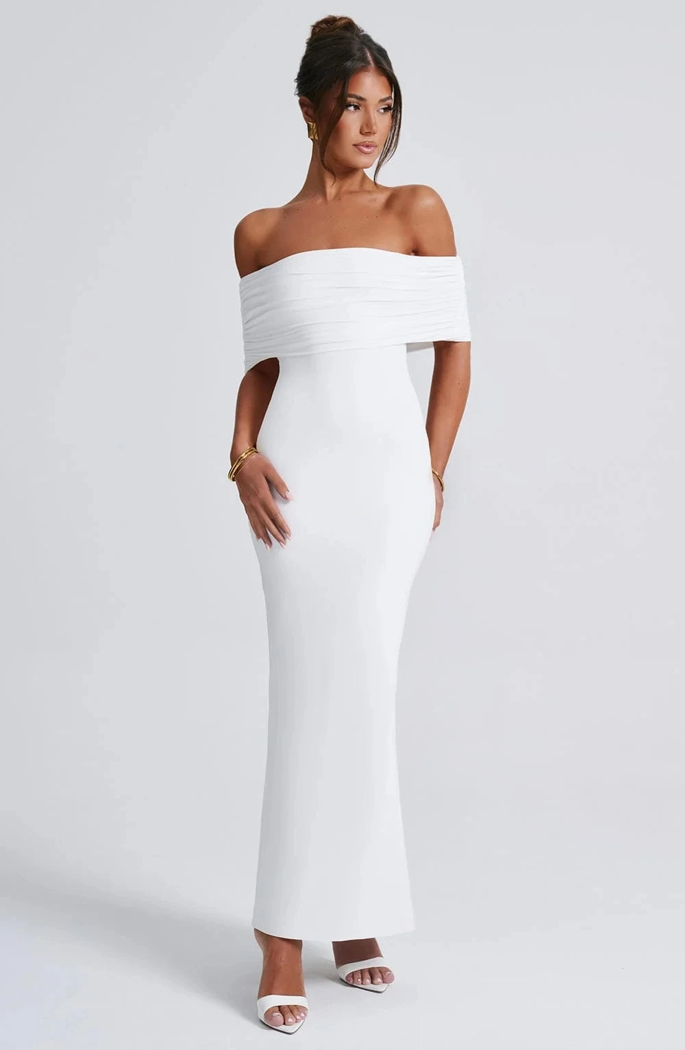 Emmy Off Shoulder Ruched Maxi Dress