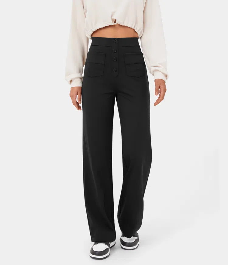 Emerson High Waisted Button Stretch Pants