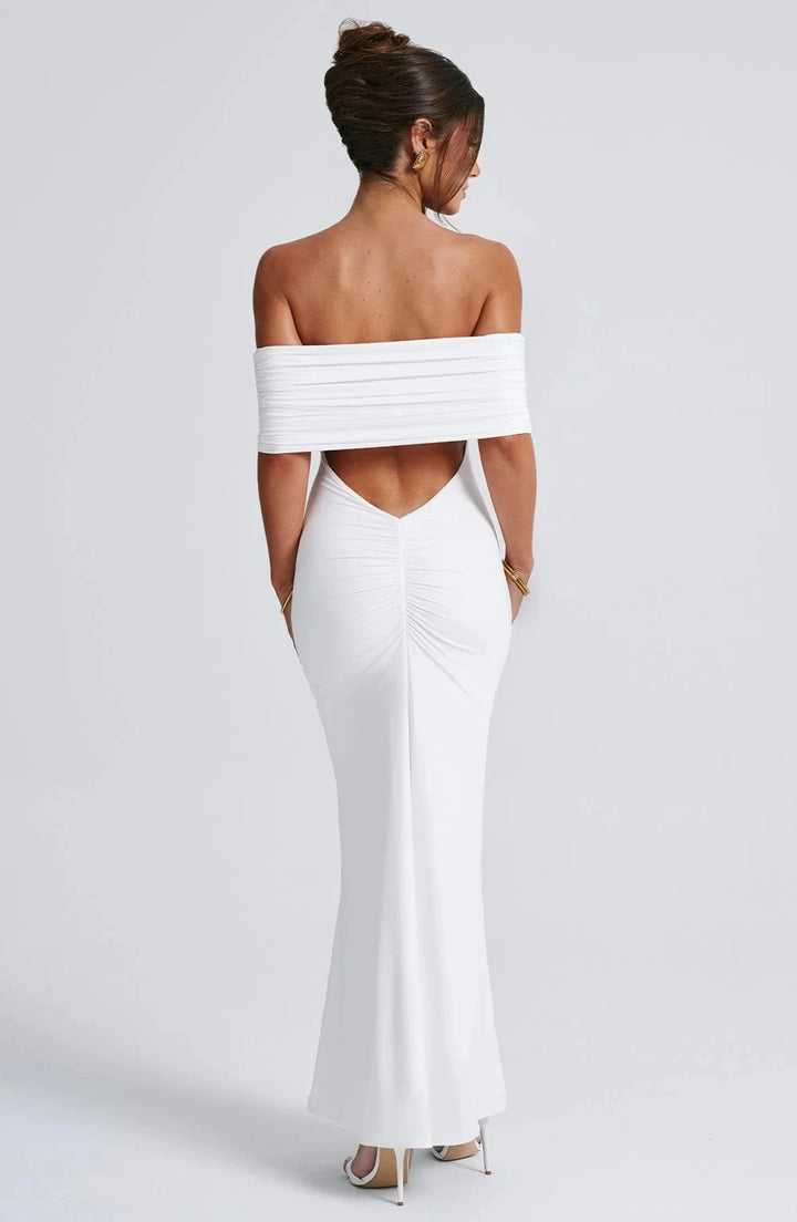 Emmy Off Shoulder Ruched Maxi Dress