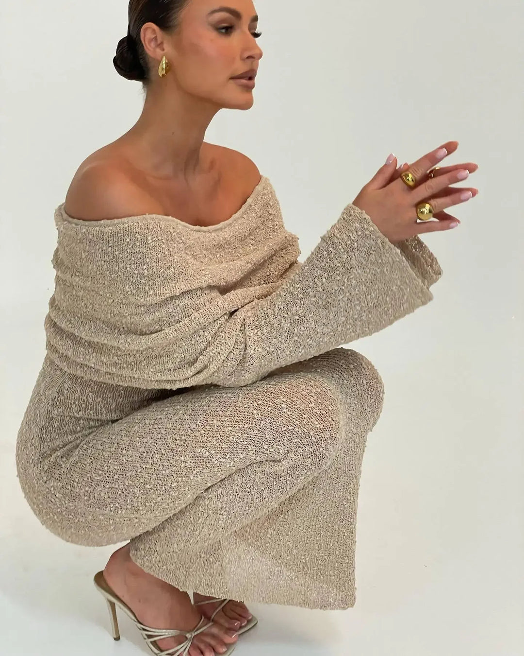 Jessie Off Shoulder Knit Maxi Dress