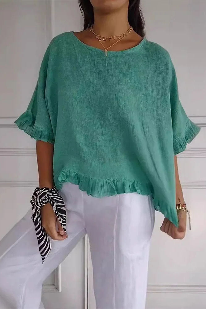 Viviana Ruffle Hem Cotton Top