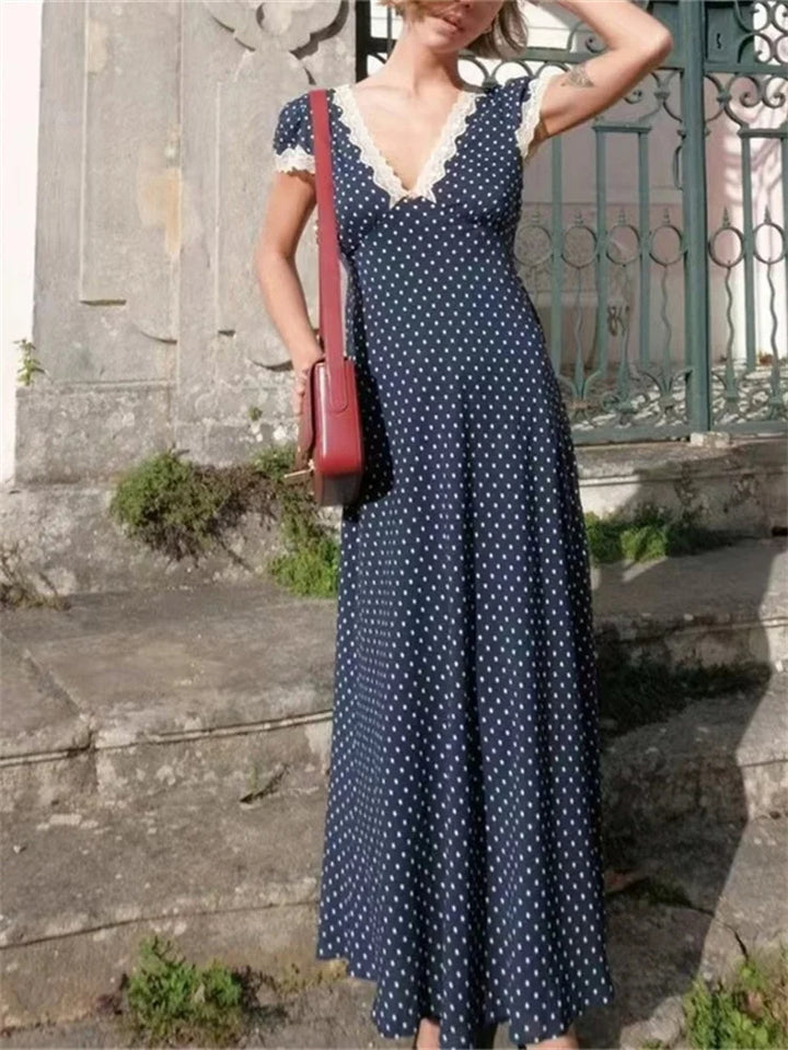 Ellie Lace Polka Dot Maxi Dress