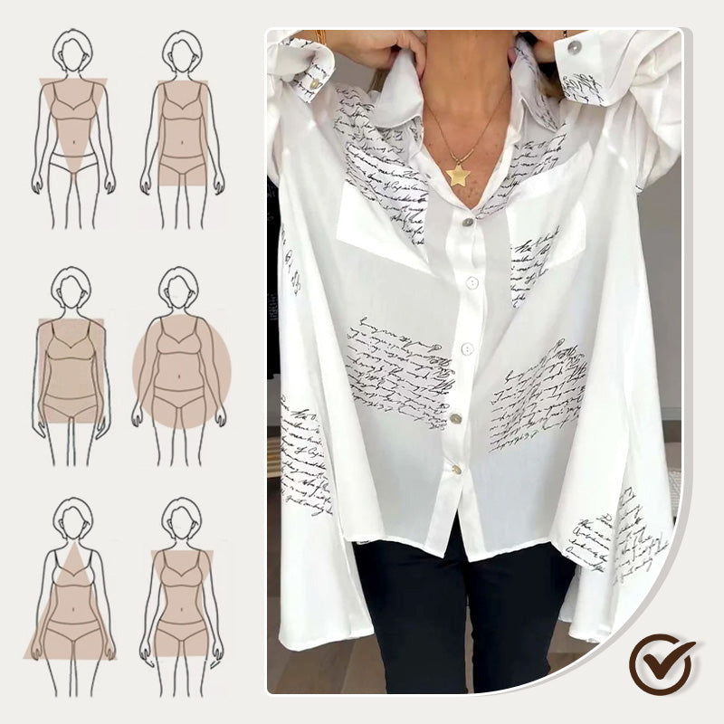 Odette Script Drop-Hem Blouse