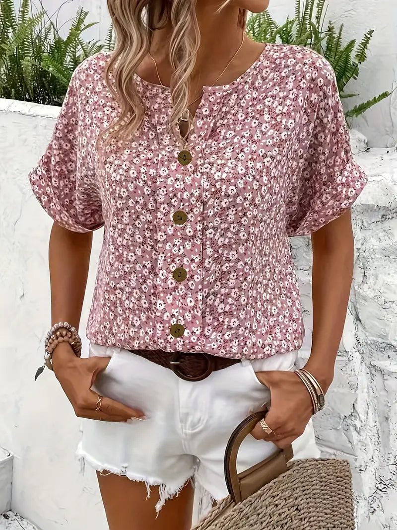 Solana Floral Short Sleeve Blouse