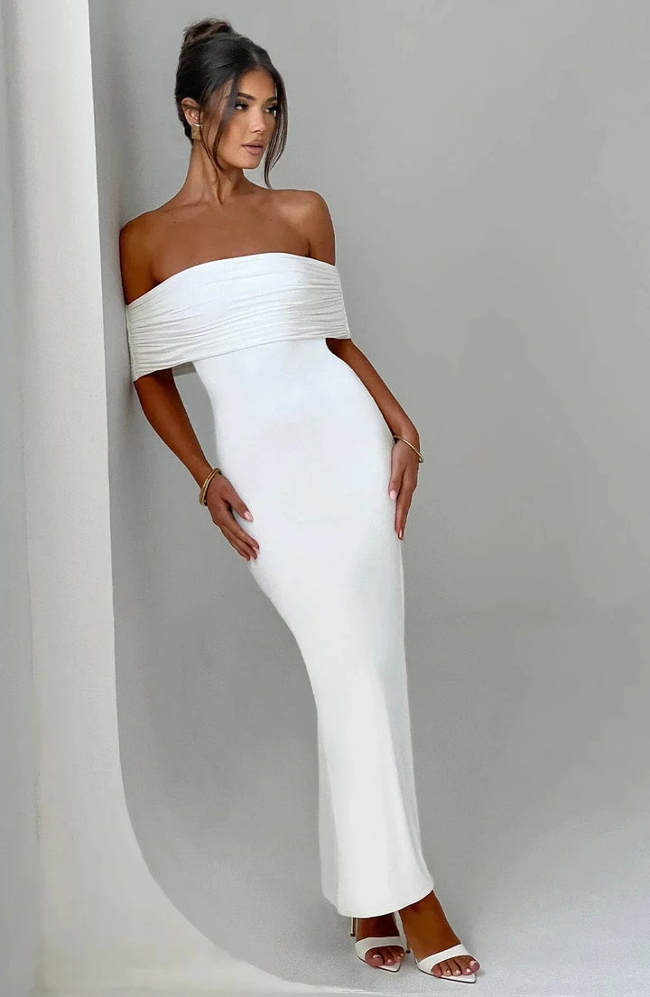 Emmy Off Shoulder Ruched Maxi Dress