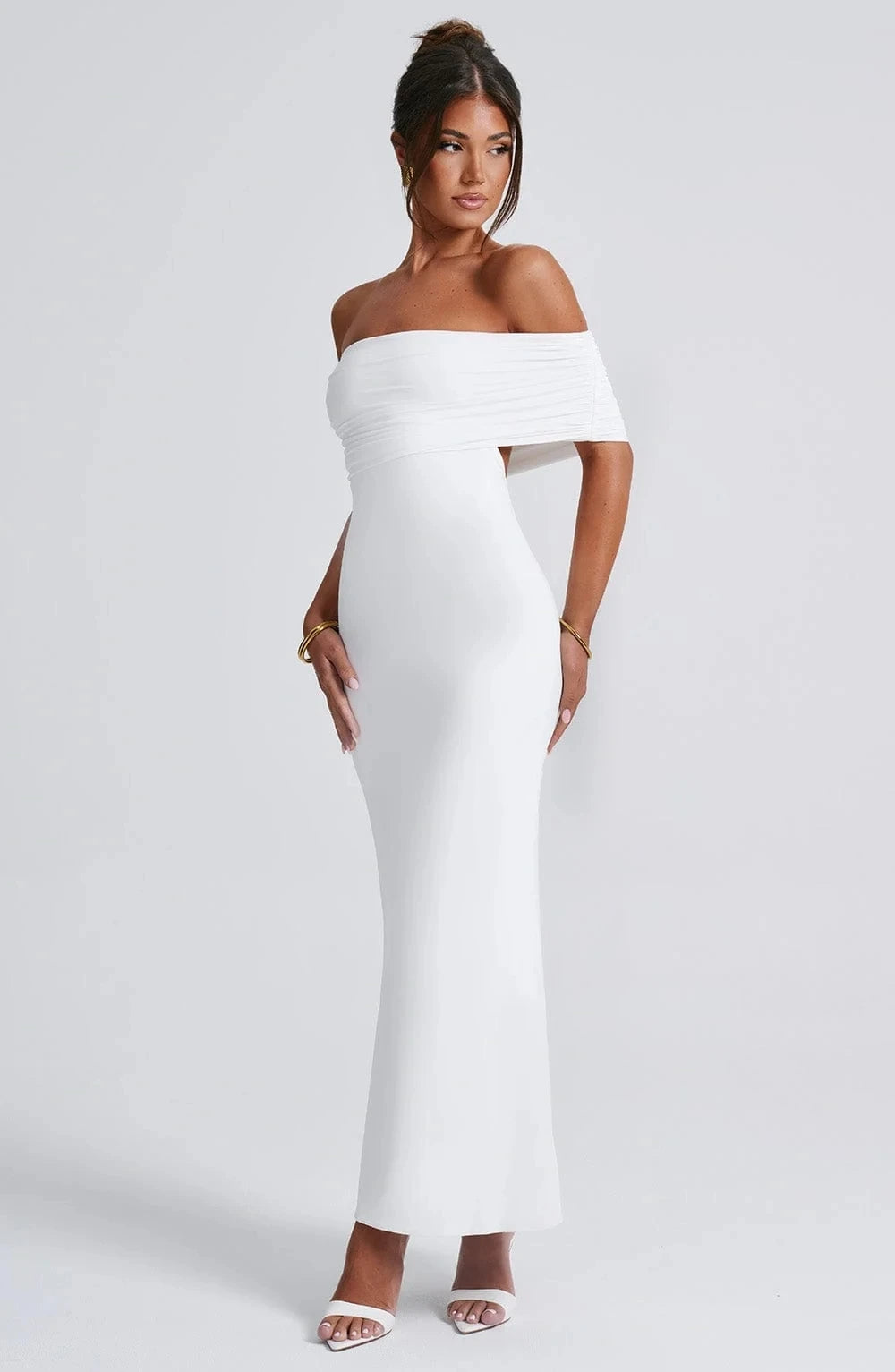 Emmy Off Shoulder Ruched Maxi Dress