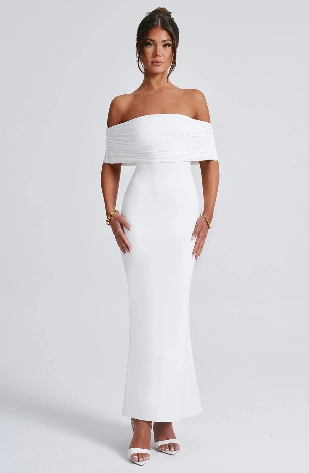 Emmy Off Shoulder Ruched Maxi Dress