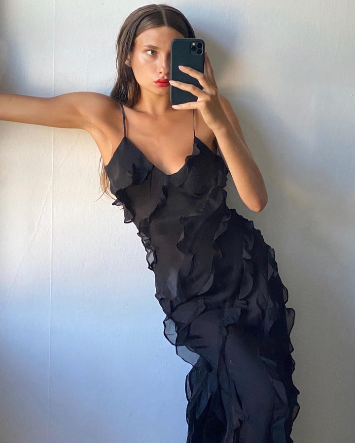 Clara Backless Ruffle Strappy Gown