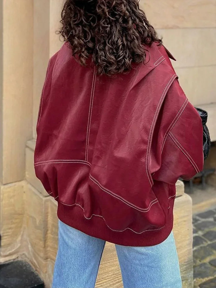 Mayfair Oversized Leather Bomber Jacket