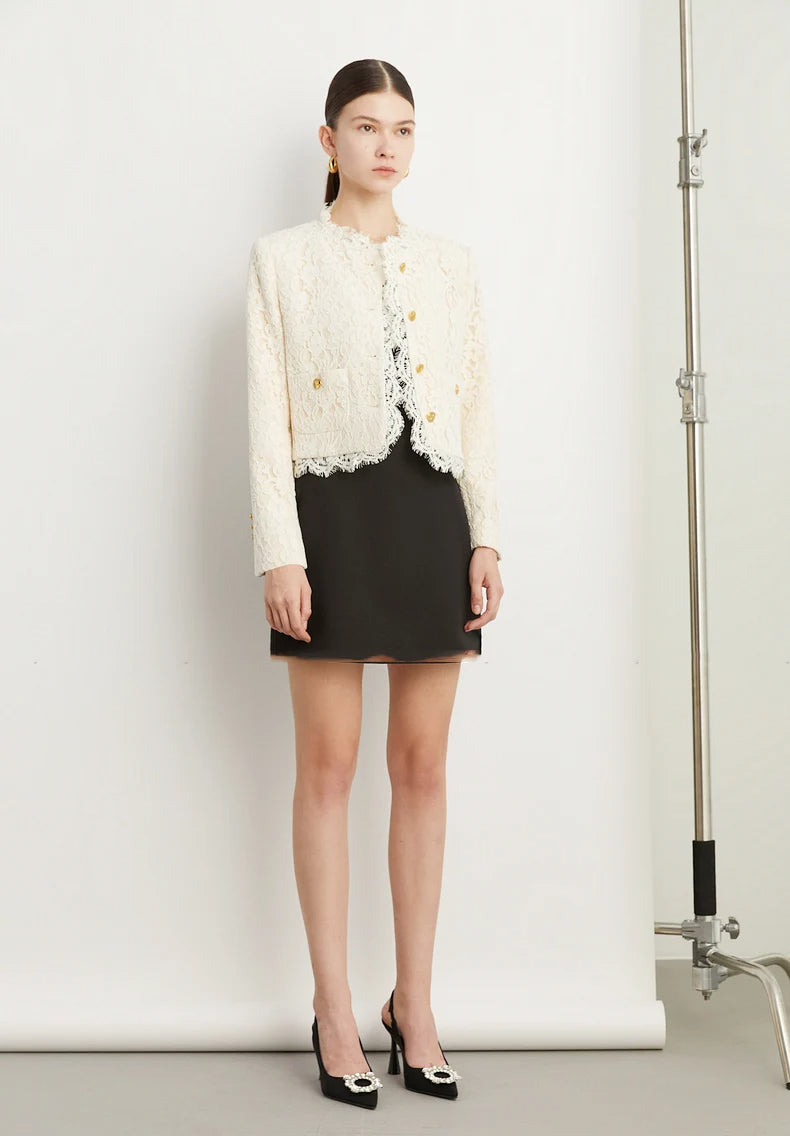 Linley Scalloped Lace Cropped Jacket