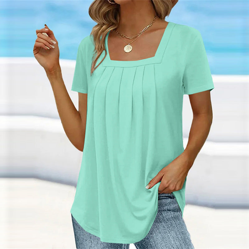 Roselle Square Neck Pleated Top