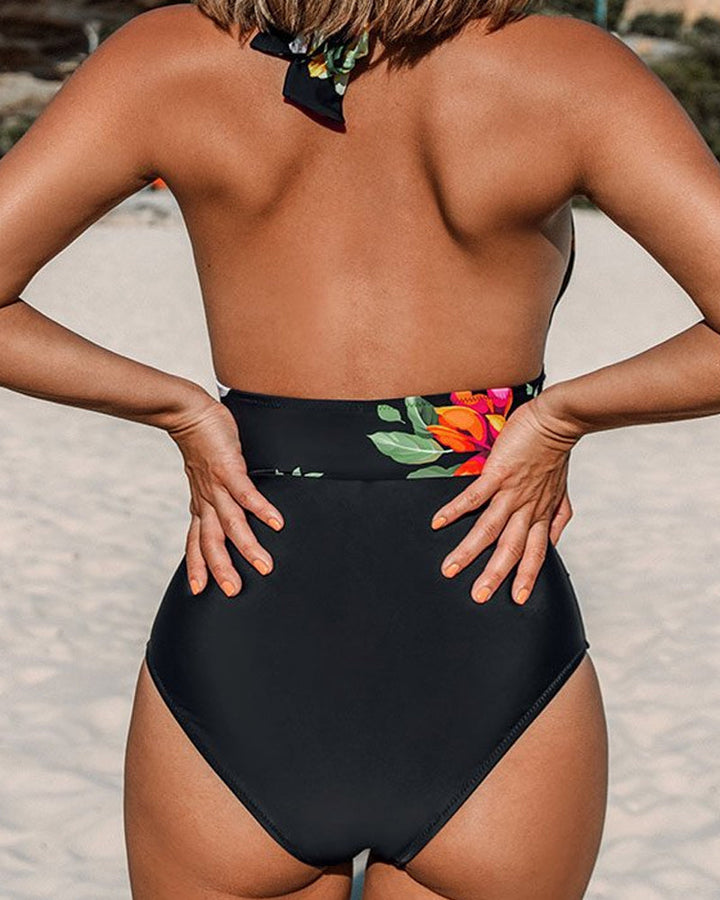 Hibiscus Contrast Floral Swimsuit