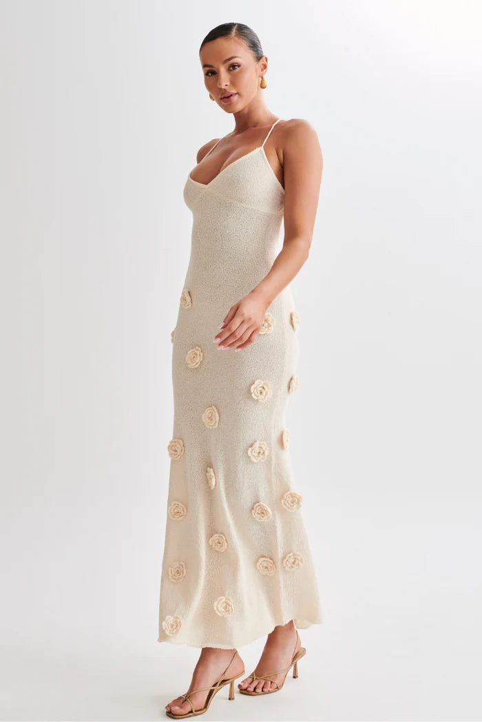 Genevieve Knit Rosette Maxi Dress