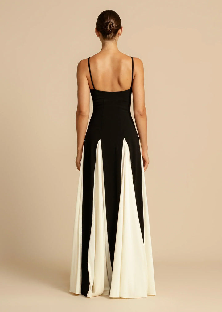 Nori Contrast Panel Maxi Gown