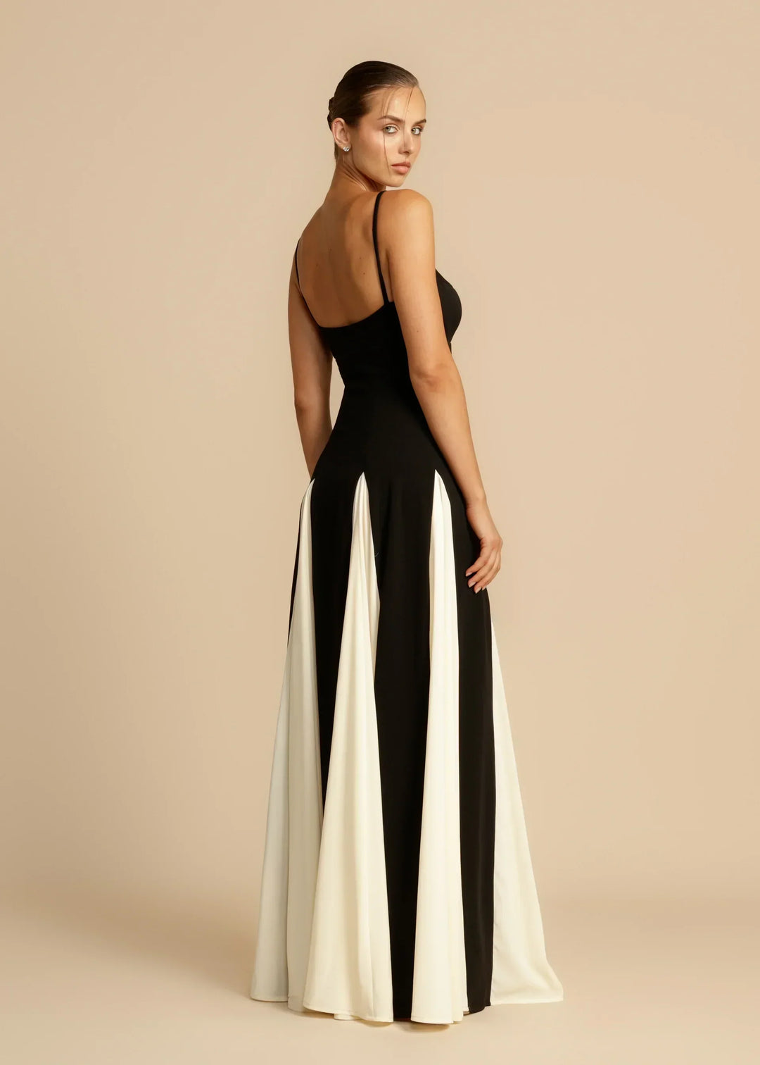 Nori Contrast Panel Maxi Gown