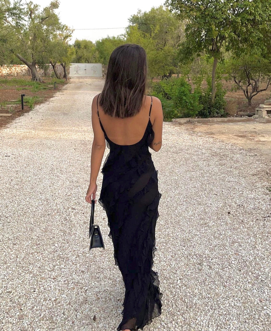 Clara Backless Ruffle Strappy Gown