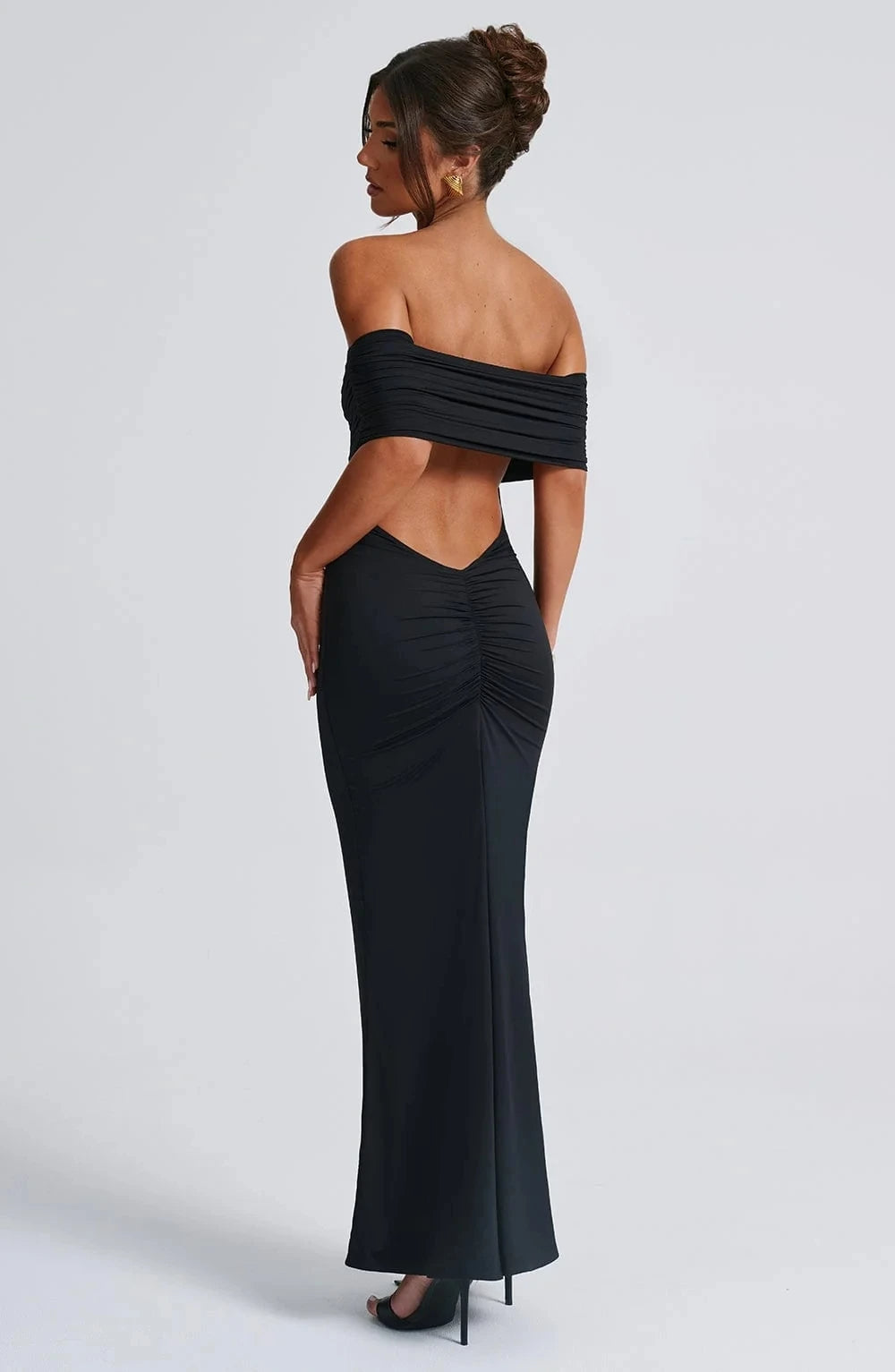 Emmy Off Shoulder Ruched Maxi Dress