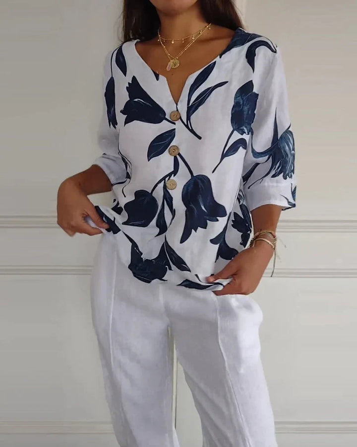 Bellamy Lightweight Floral Button-Down Blouse