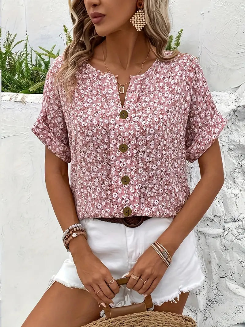 Solana Floral Short Sleeve Blouse