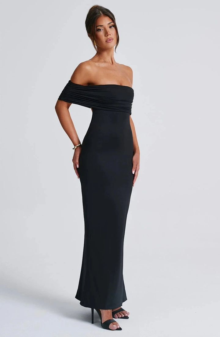 Emmy Off Shoulder Ruched Maxi Dress