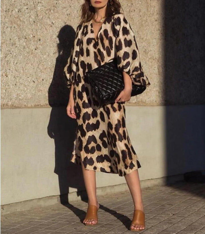 Solene Leopard Midi Dress