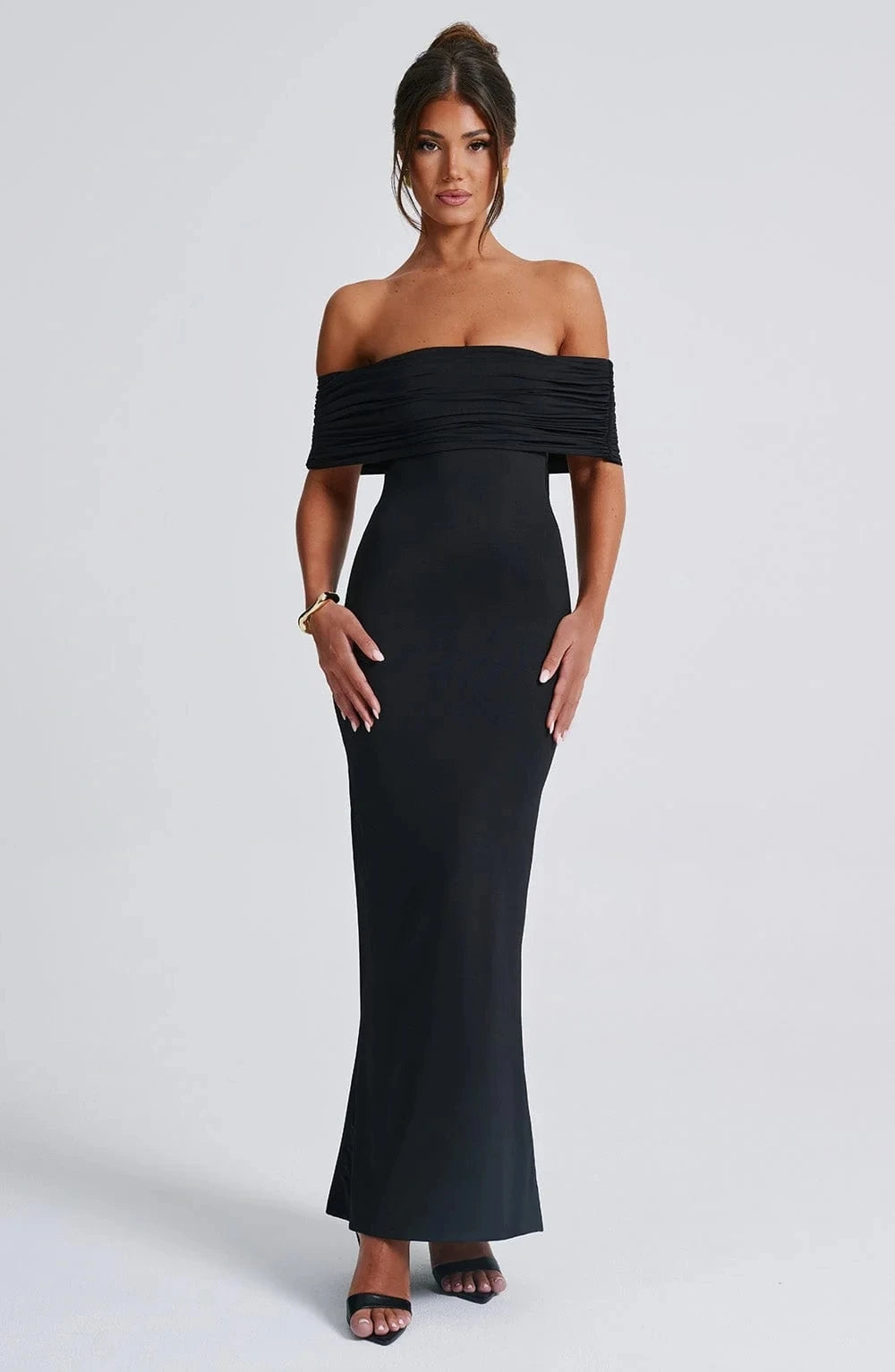 Emmy Off Shoulder Ruched Maxi Dress