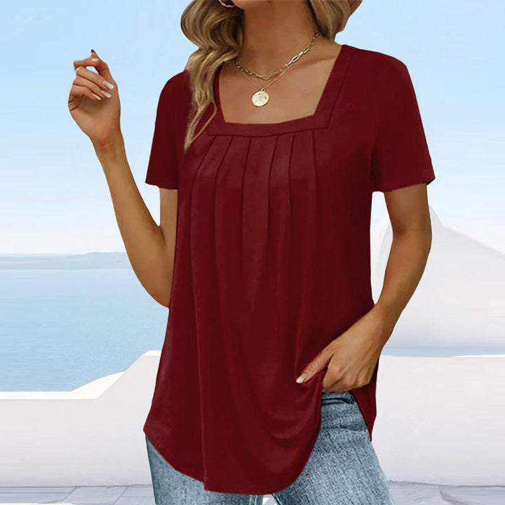 Roselle Square Neck Pleated Top