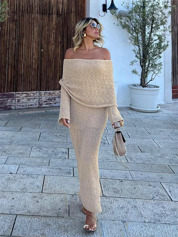 Jessie Off Shoulder Knit Maxi Dress