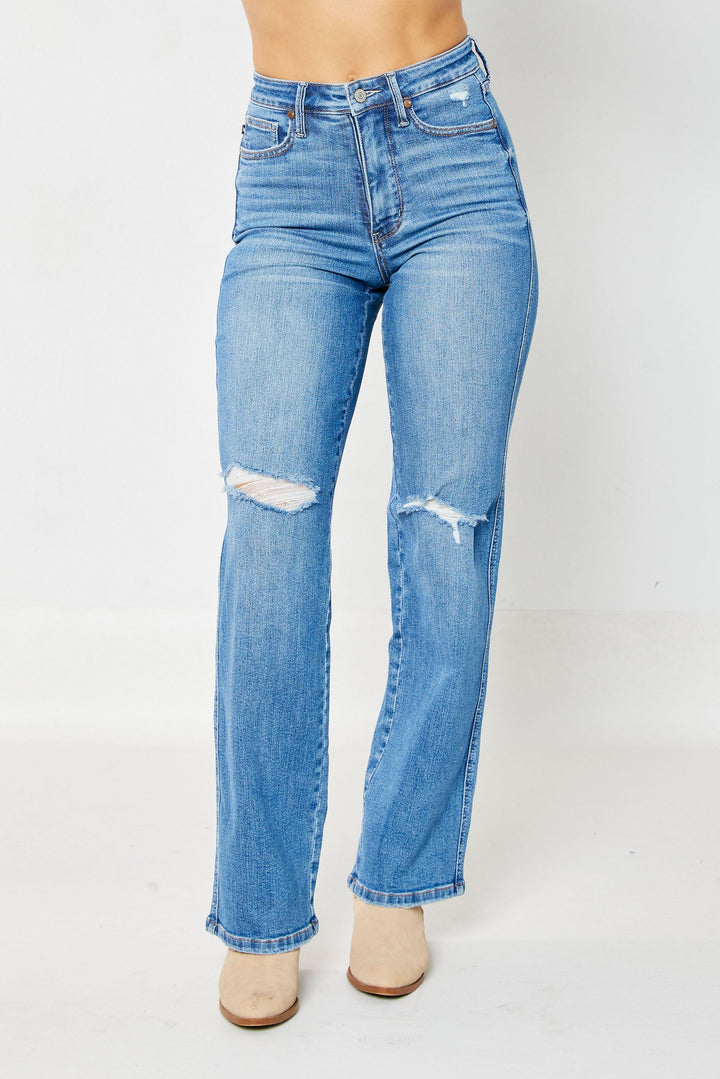 Myracle CURVE Tummy Control Ripped Straight Jeans