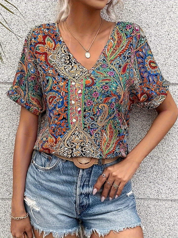 Everleigh Vibrant Paisley T-Shirt Blouse