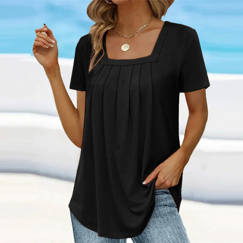 Roselle Square Neck Pleated Top