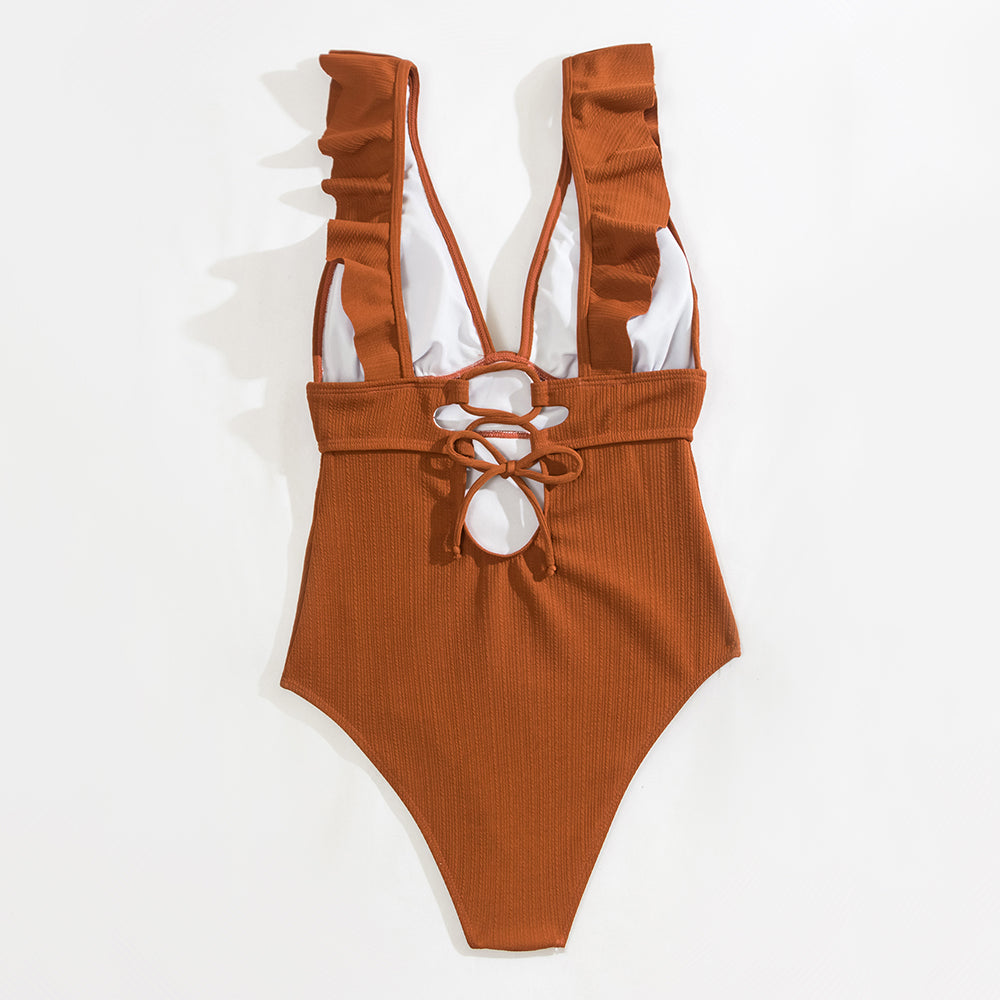 Seychelles Plunging Frill One Piece Swimsuit